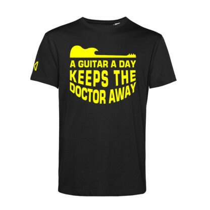 manic-collection-t-shirt-black-unisex-motivational-guitar-neon-yellow