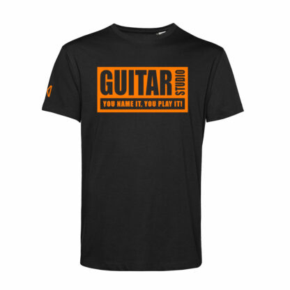 manic-collection-black-t-shirt-short-sleeve-unisex-guitar-studio-neon-orange