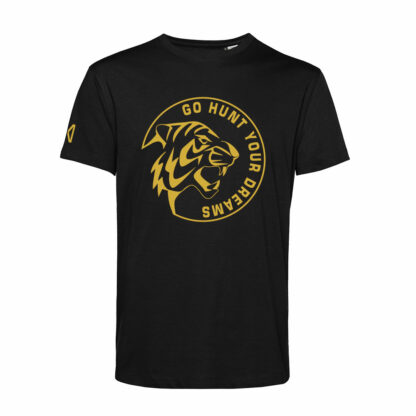 manic-collection-t-shirt-black-unisex-motivational-go-hunt-your-dreams-gold